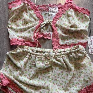 Floral Lace Trim Sleepwear Set
